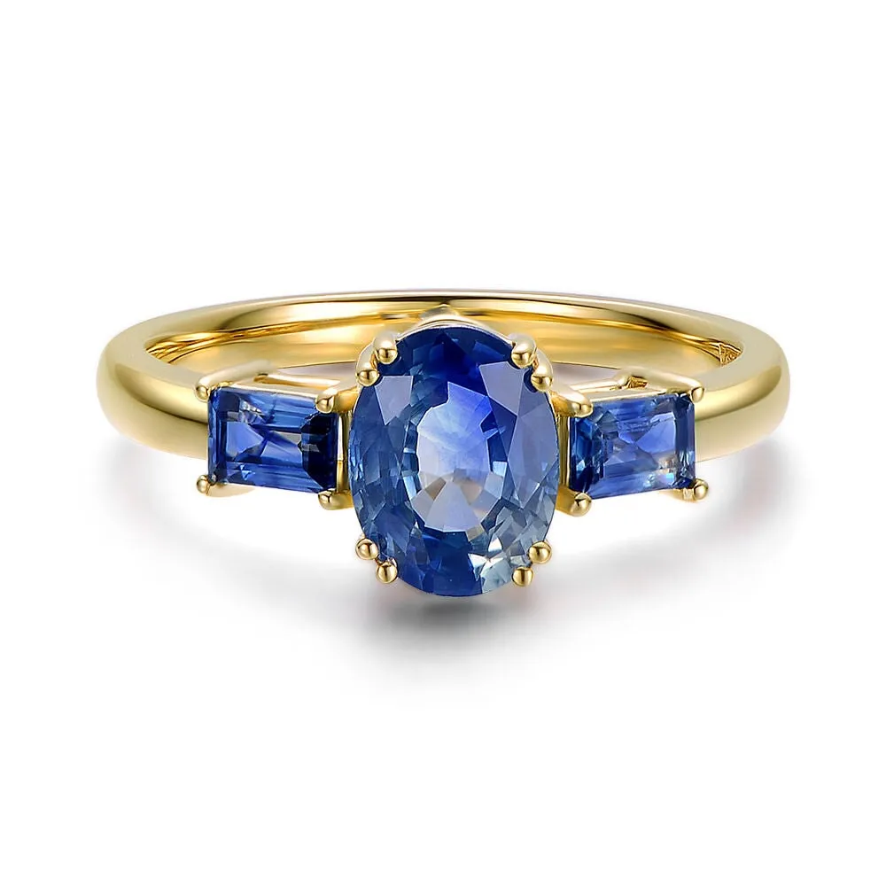 2.25ctw Bi-Color Sapphire Three-Stone Engagement Ring 14K Gold R6661