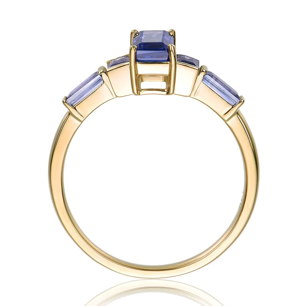 2.3ctw Blue Purple Bi-Color Sapphire Engagement Ring 14K Gold R6662