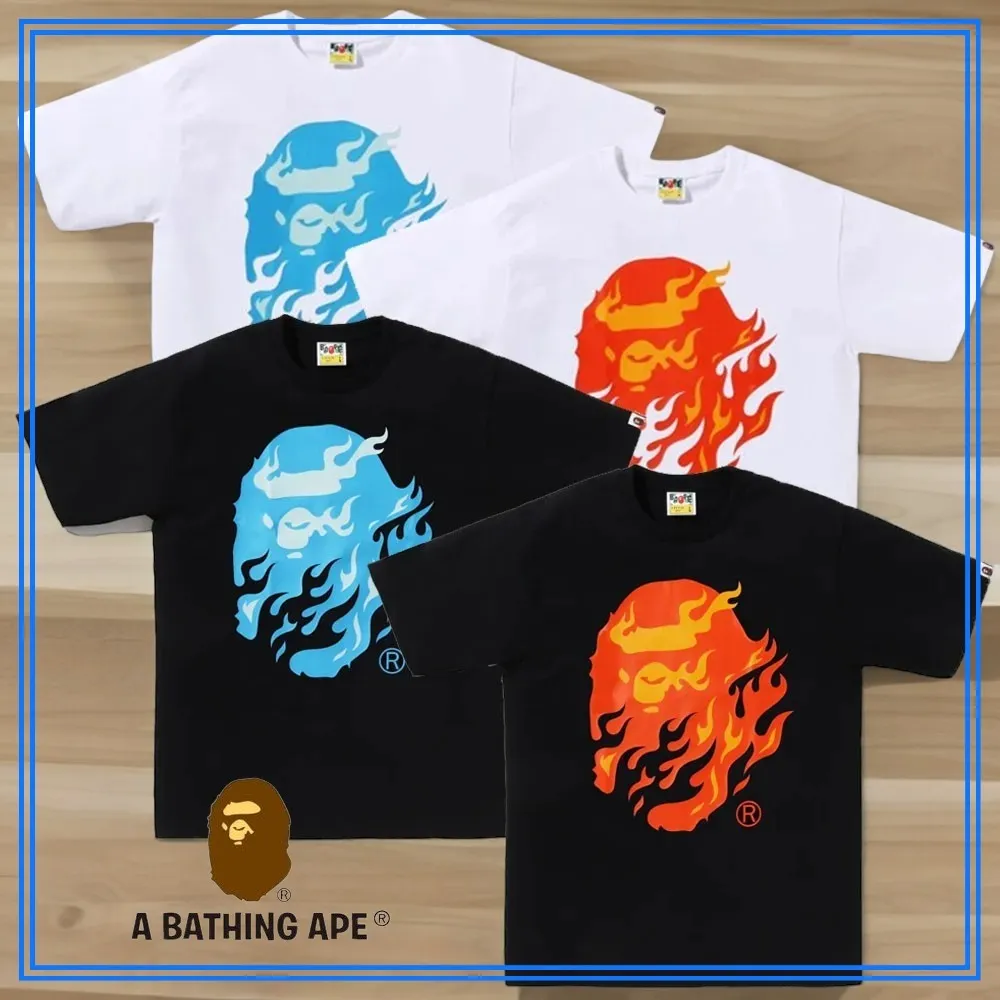 A BATHING APE  |Crew Neck Pullovers Unisex Street Style Plain Cotton