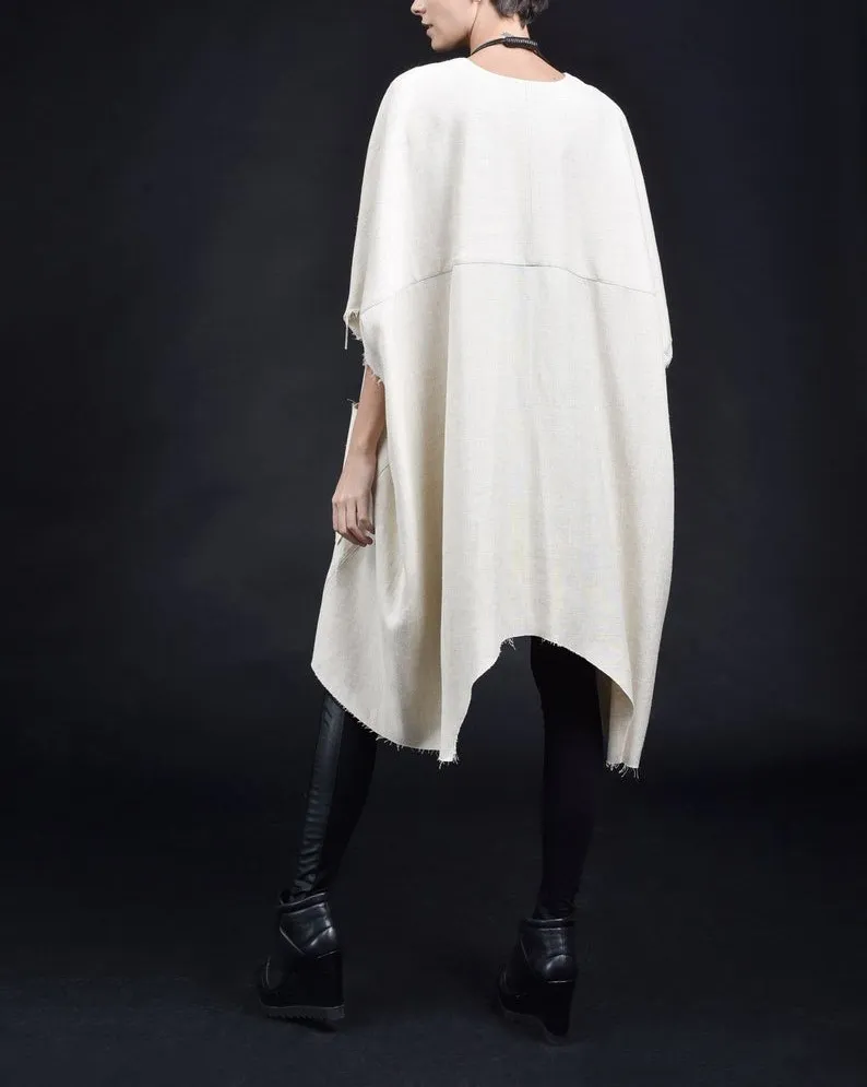 Aakasha  |Linen Long Sleeves Plain Medium Handmade Oversized Tunics