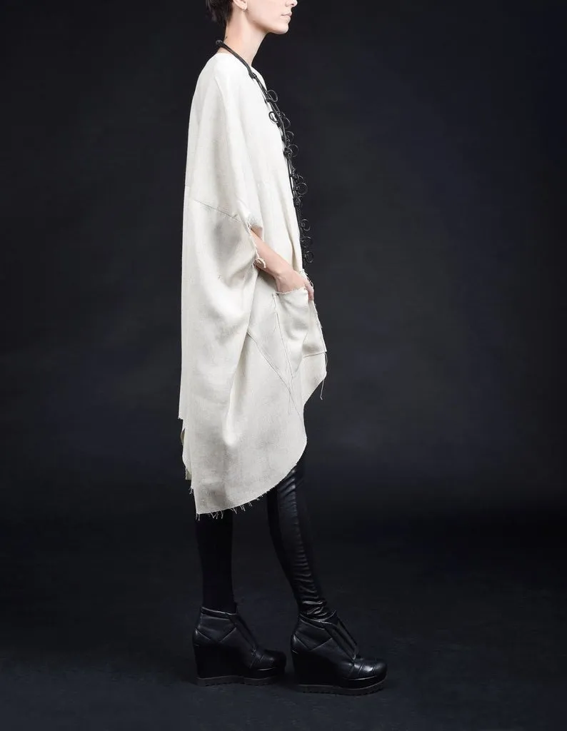 Aakasha  |Linen Long Sleeves Plain Medium Handmade Oversized Tunics