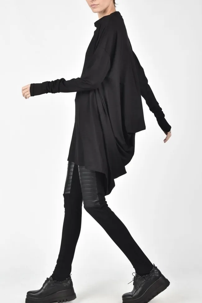 Aakasha  |Long Sleeves Plain Handmade Asymmetry Tunics