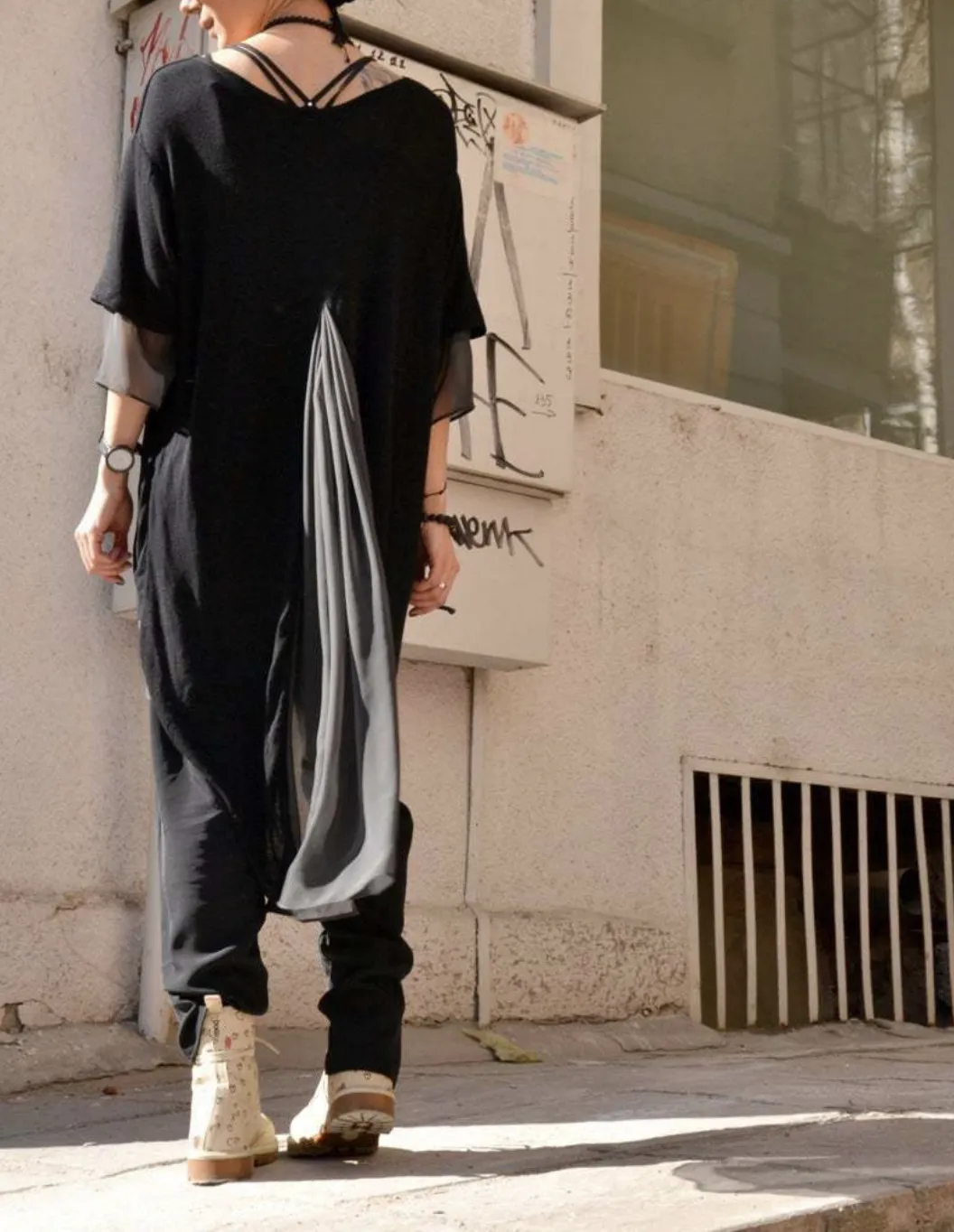 Aakasha  |Plain Long Short Sleeves Handmade Tunics