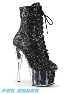 ADORE-1020G HEELS - BLACK GLITTER  PRE ORDER 