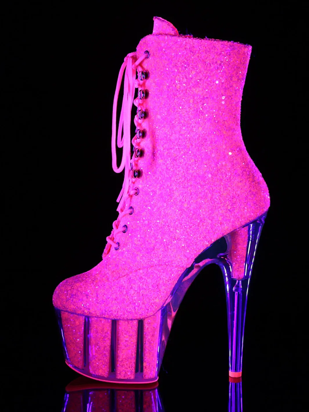 ADORE-1020G HEELS - NEON PINK GLITTER  PRE ORDER 