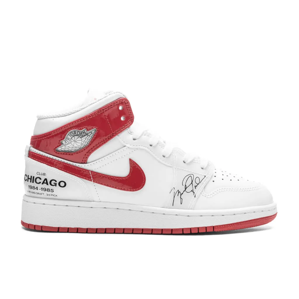 Air Jordan 1 Mid SS (GS) - White/University Red