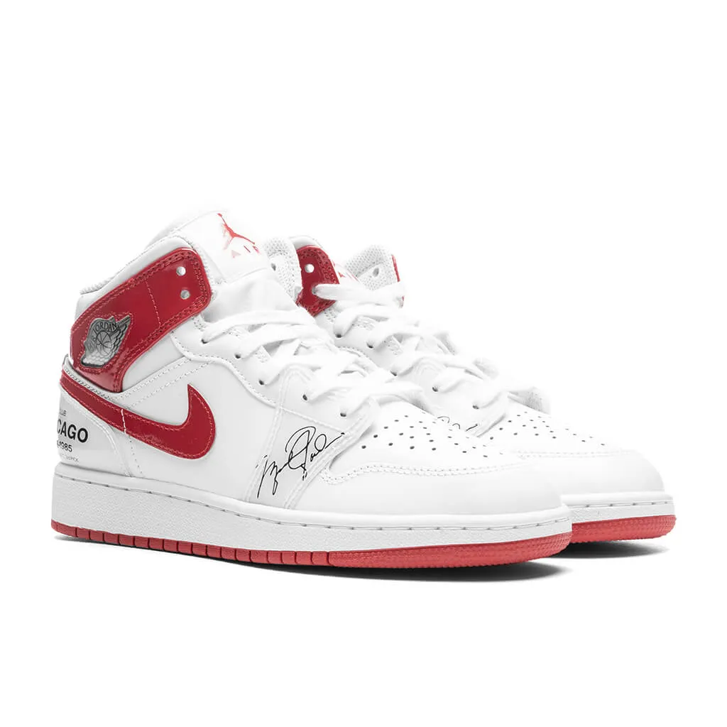 Air Jordan 1 Mid SS (GS) - White/University Red