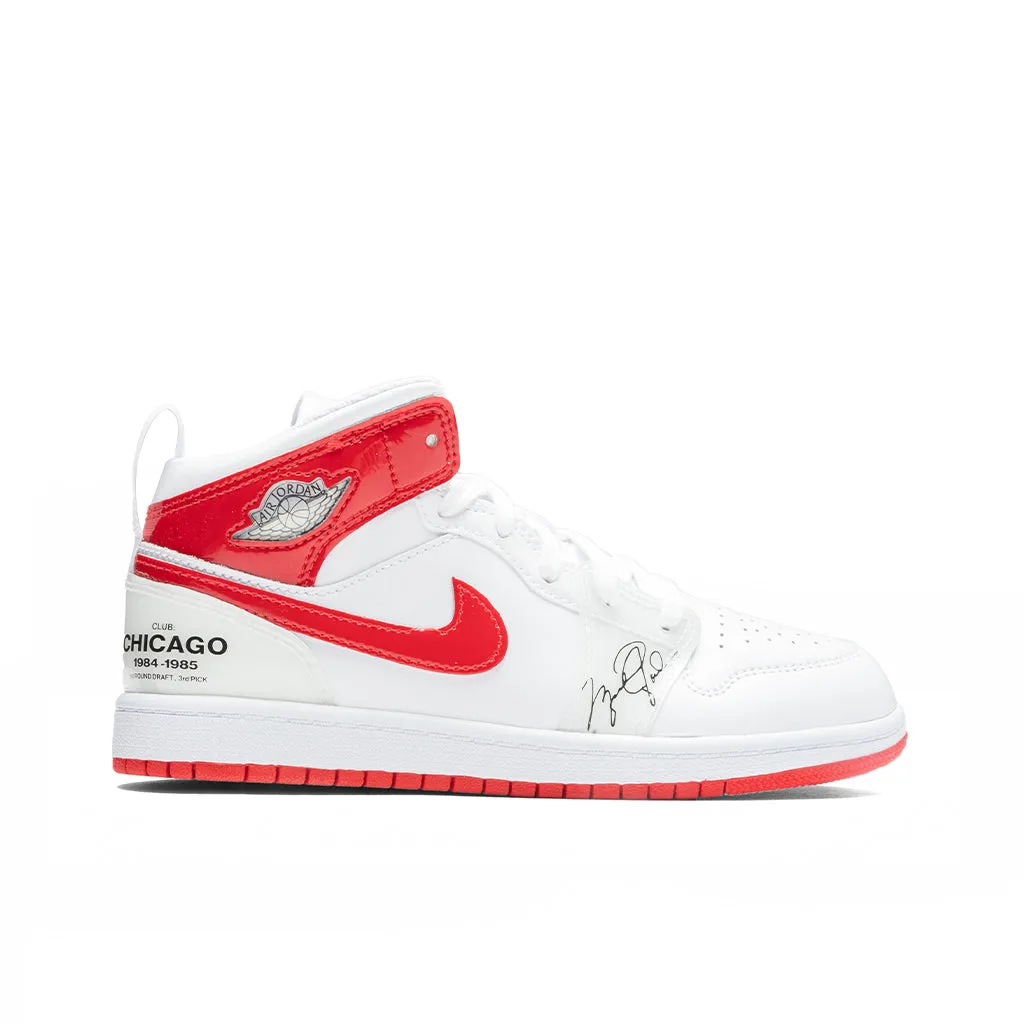 Air Jordan 1 Mid SS (PS) - White/University Red