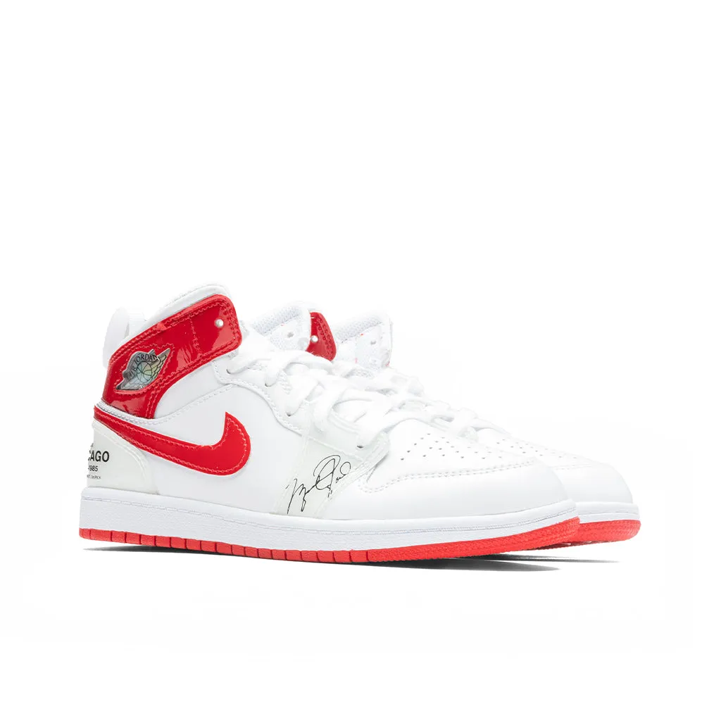 Air Jordan 1 Mid SS (PS) - White/University Red