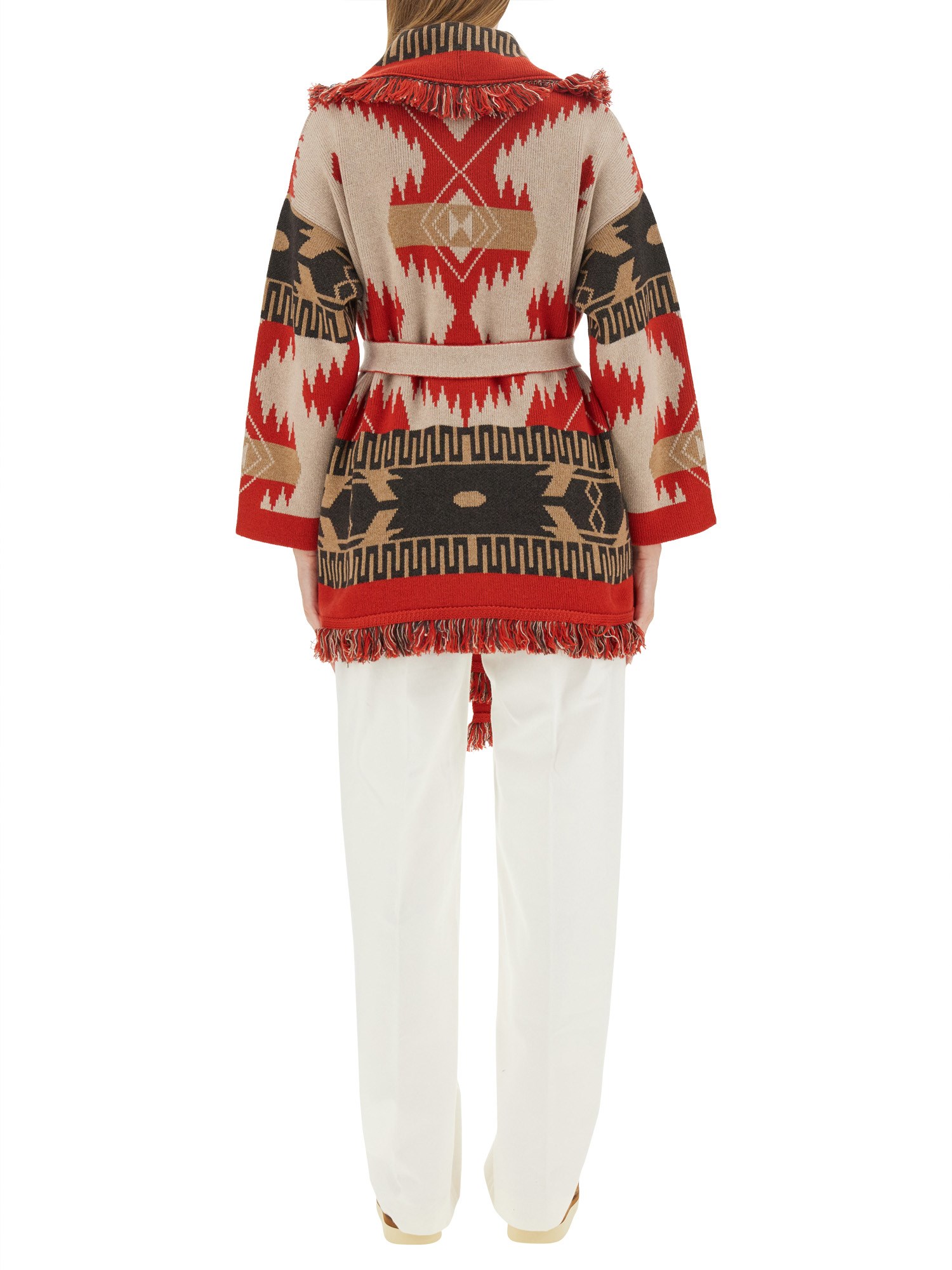 ALANUI    SAND FIRE JACQUARD CASHMERE ICON CARDIGAN