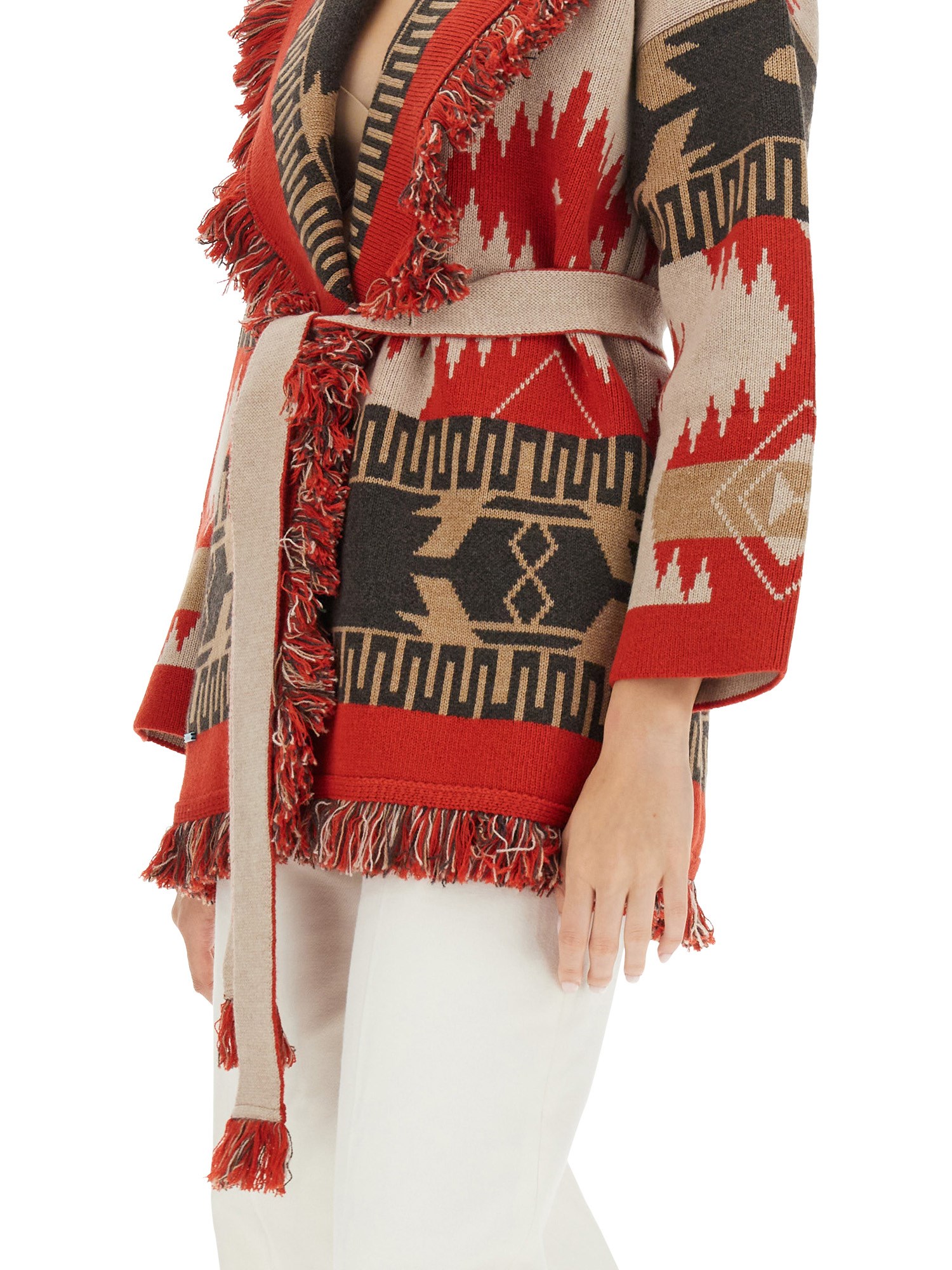 ALANUI    SAND FIRE JACQUARD CASHMERE ICON CARDIGAN