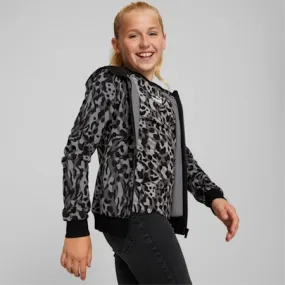 Alpha Printed Full-Zip Hoodie - Girls 8-16 years | Puma Black-AOP | PUMA Shoes | PUMA 