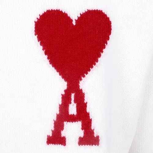 AMI PARIS  |Heart Wool Long Sleeves Logo Designers Sweaters