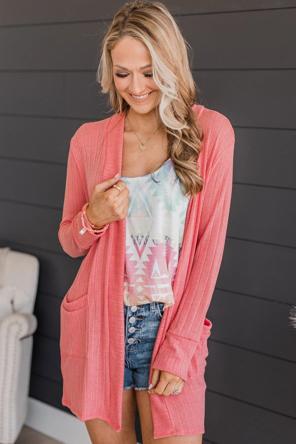 Anything For Love Knit Cardigan- Bubblegum Pink