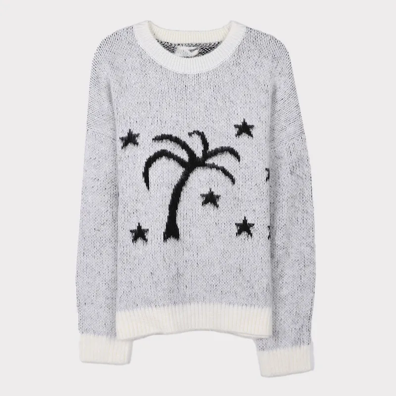 ASCLO  |Crew Neck Pullovers Star Unisex Street Style U-Neck