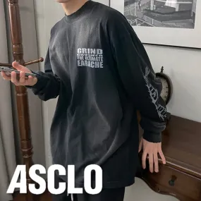 ASCLO  |Crew Neck Pullovers Unisex Street Style Cotton Short Sleeves