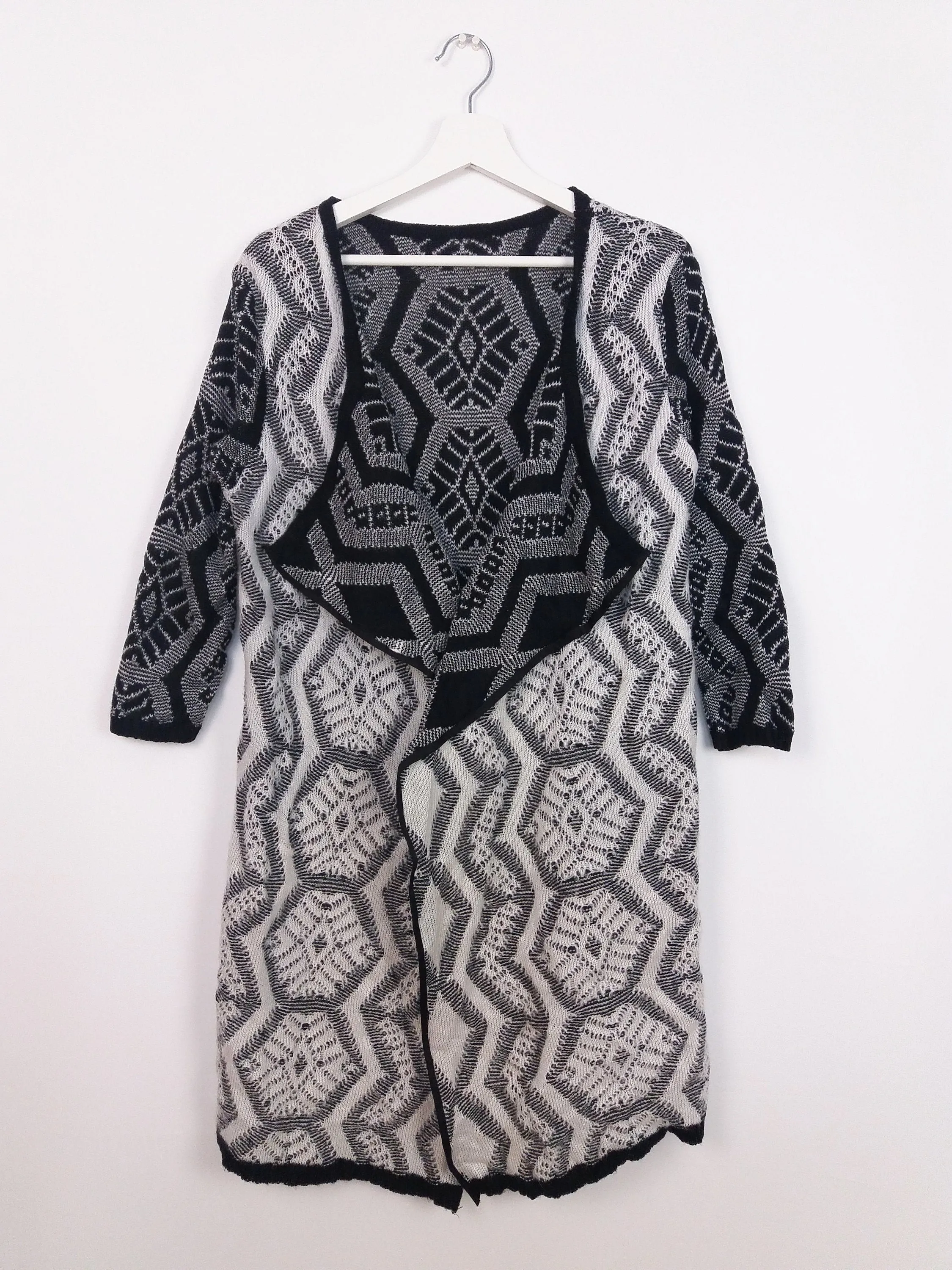 Aztec Pattern Open Cardigan 3/4 Sleeves