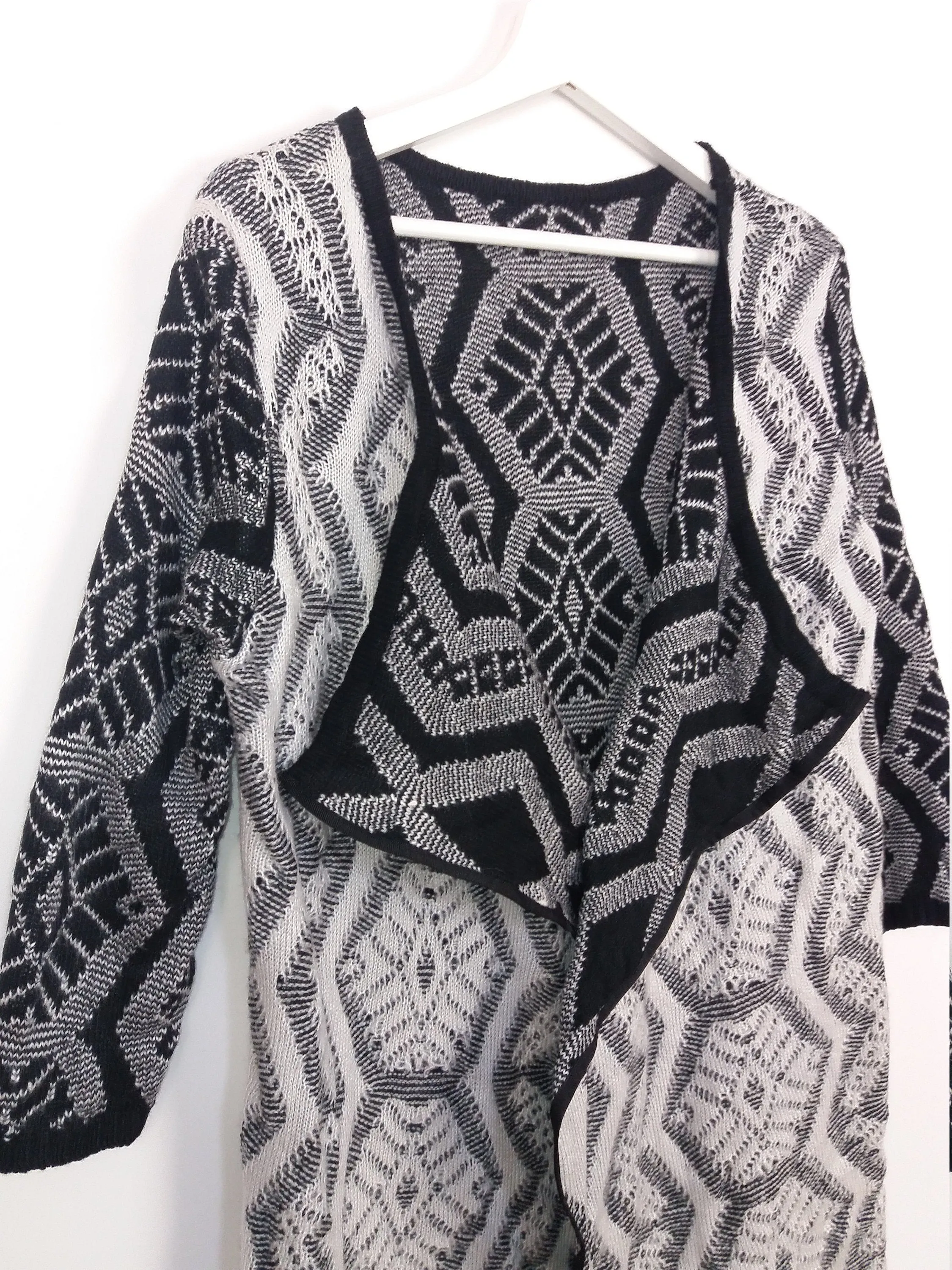 Aztec Pattern Open Cardigan 3/4 Sleeves