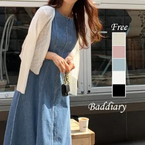 BADDIARY  |Casual Style Long Sleeves Plain Office Style Cardigans