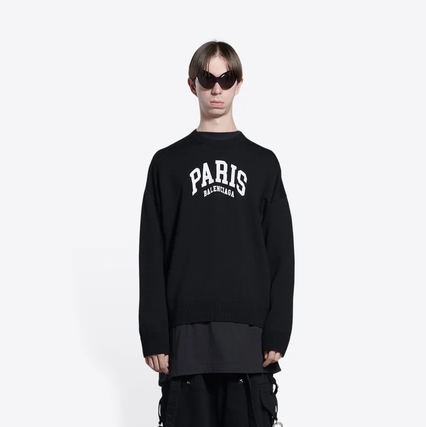 BALENCIAGA  |Crew Neck Pullovers Unisex Wool Blended Fabrics Street Style