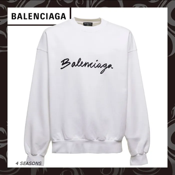 BALENCIAGA  |Long Sleeves Plain Cotton Logo Luxury