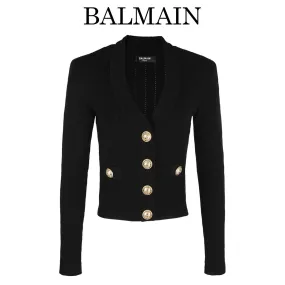 BALMAIN  |Casual Style Long Sleeves Plain Elegant Style Cardigans