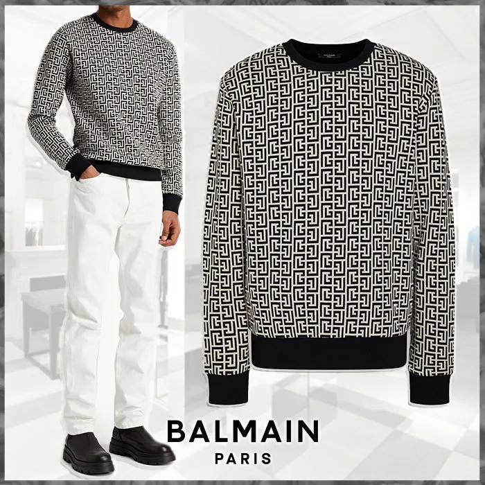 BALMAIN  |Street Style Long Sleeves Cotton Luxury Sweatshirts