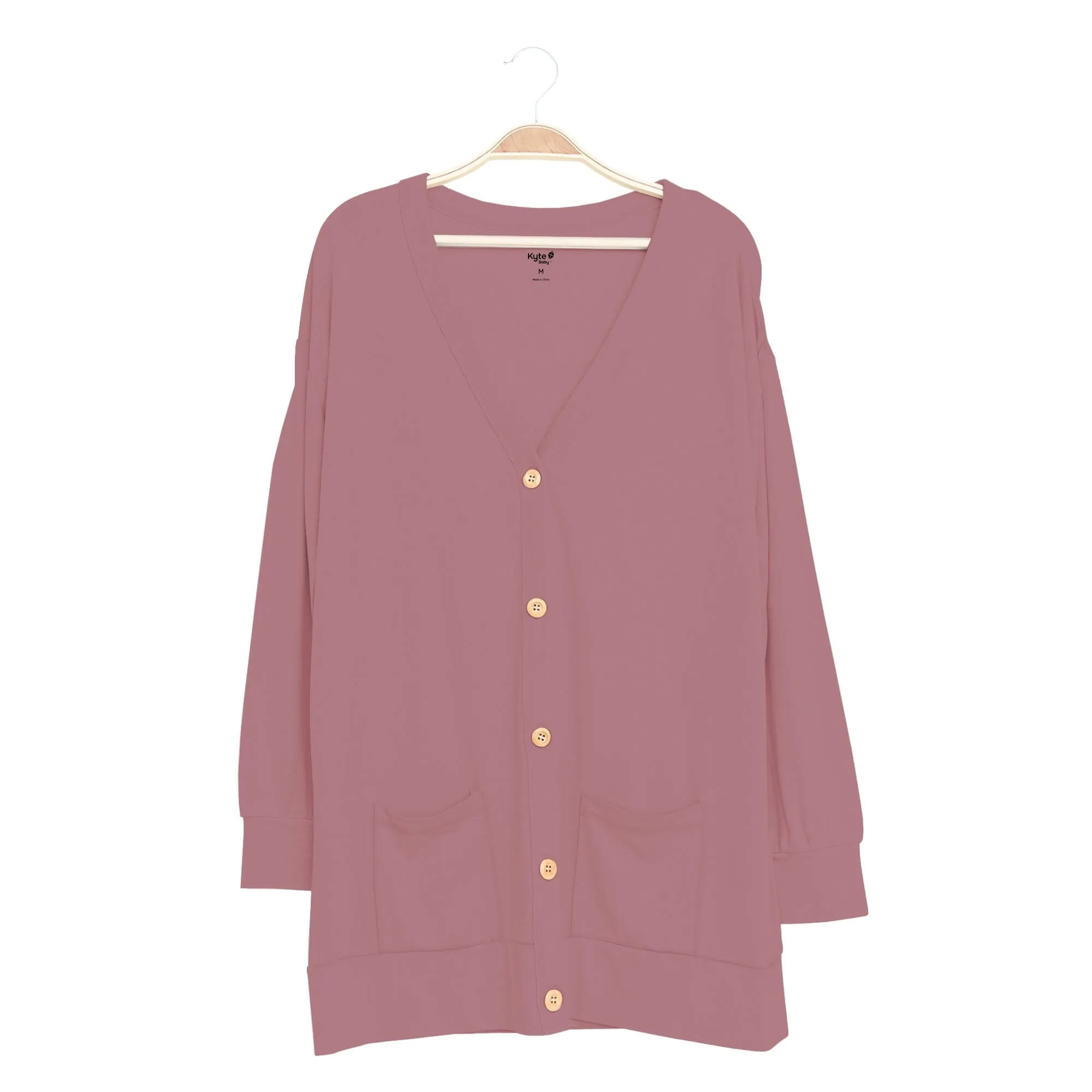 Bamboo Jersey Adult Cardigan in Dusty Rose