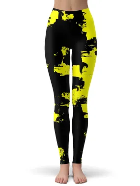 Black and Yellow Abstract Leggings