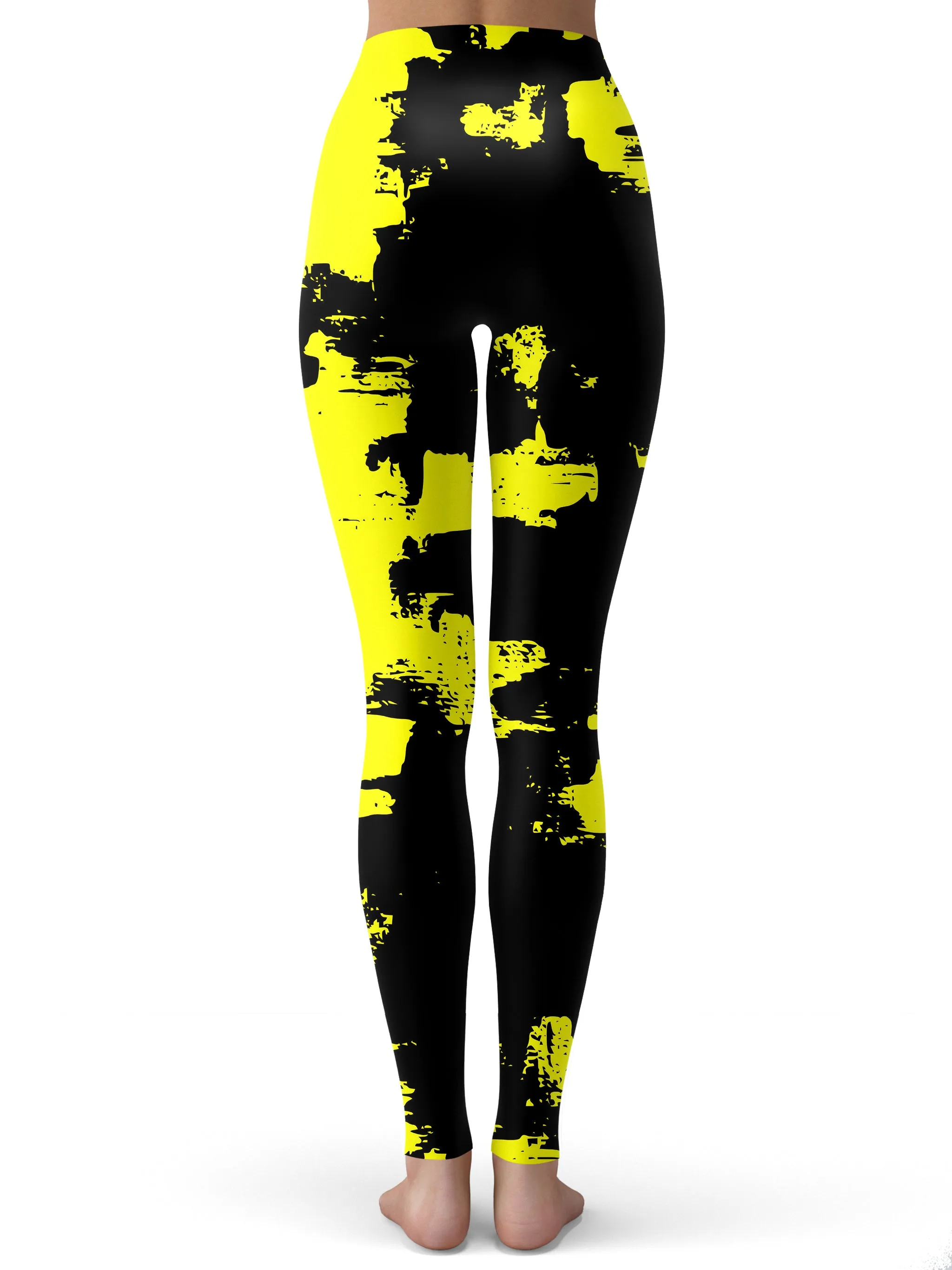 Black and Yellow Abstract Leggings