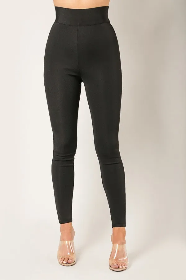 Black High Waisted Fitted Bandage Pants