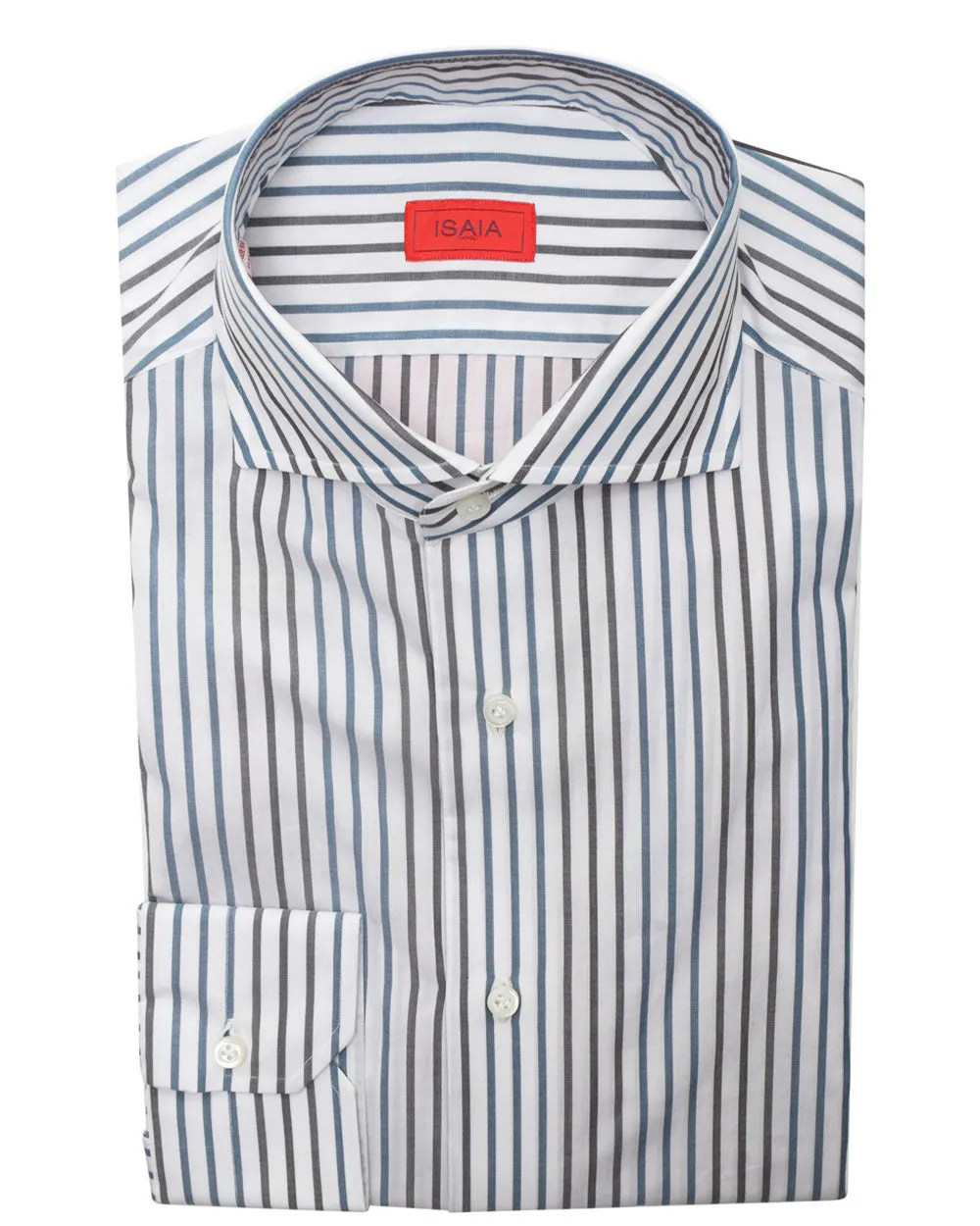 Blue and Grey Striped Cotton Sportshirt