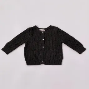 Bonpoint Dark Grey Crochet Cardigan: 4 Years