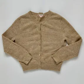 Bonpoint Gold Metallic Crochet Cardigan: 6 Years