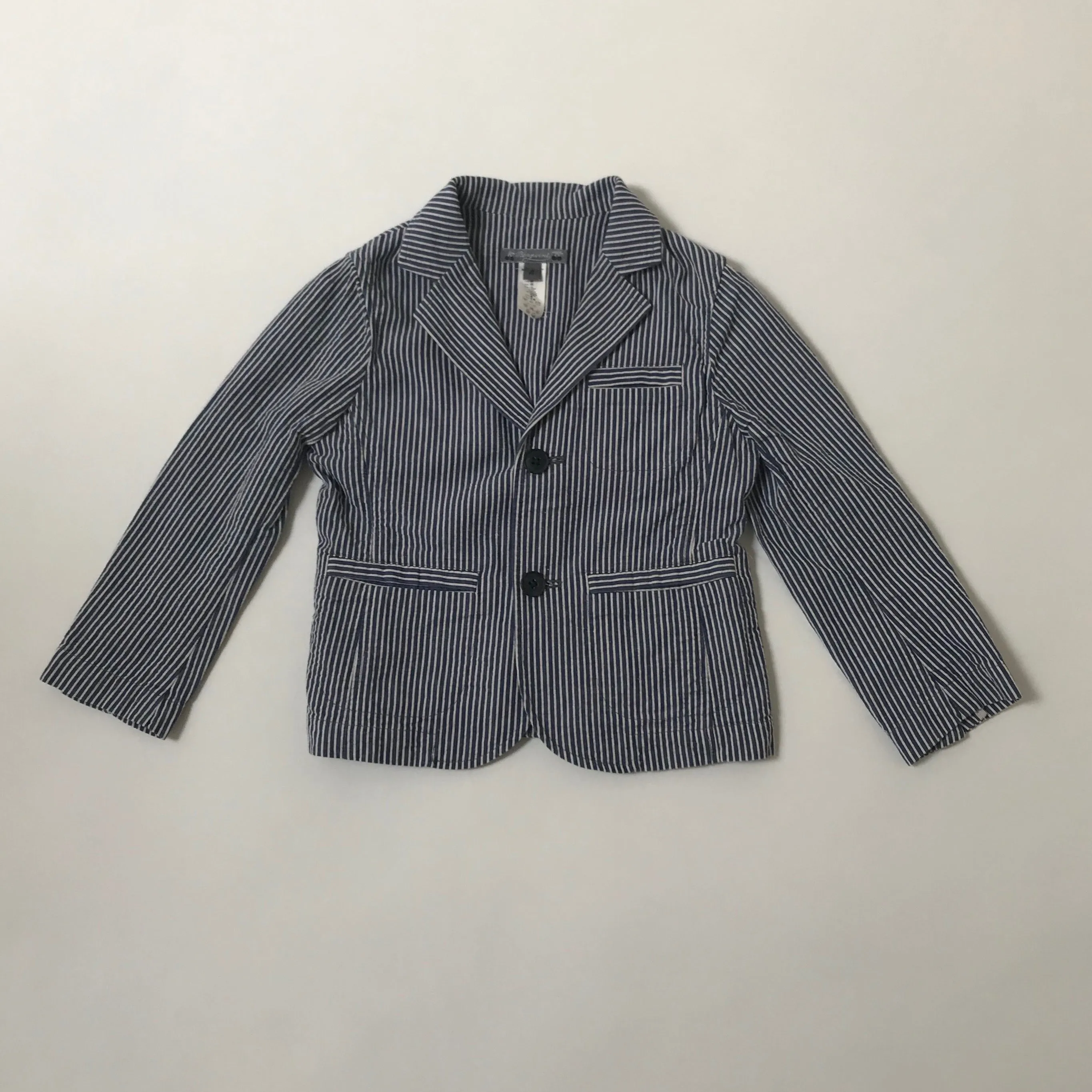 Bonpoint Navy And White Stripe Cotton Blazer: 4 Years