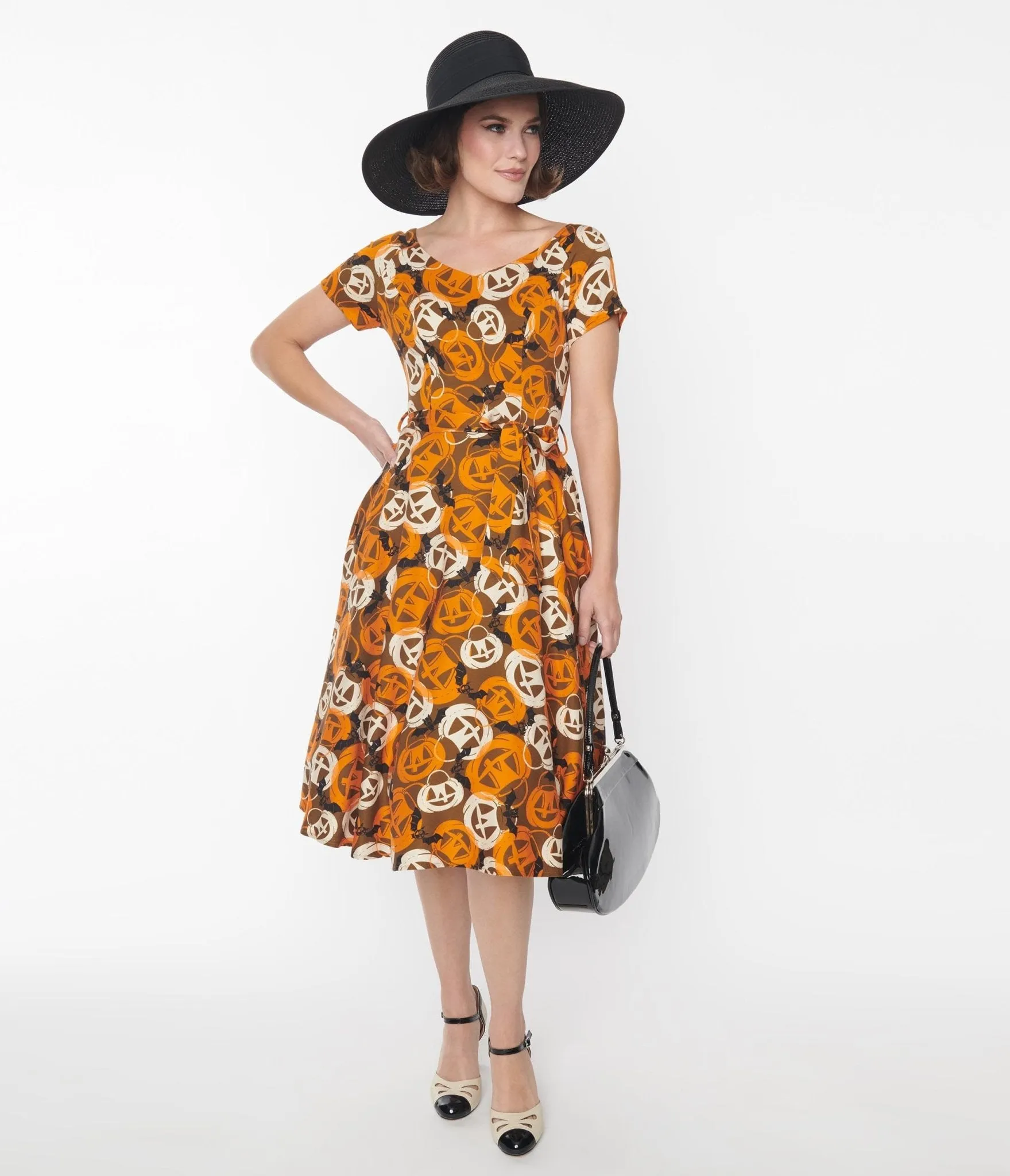 Brown & Orange Pumpkins Bella Swing Dress