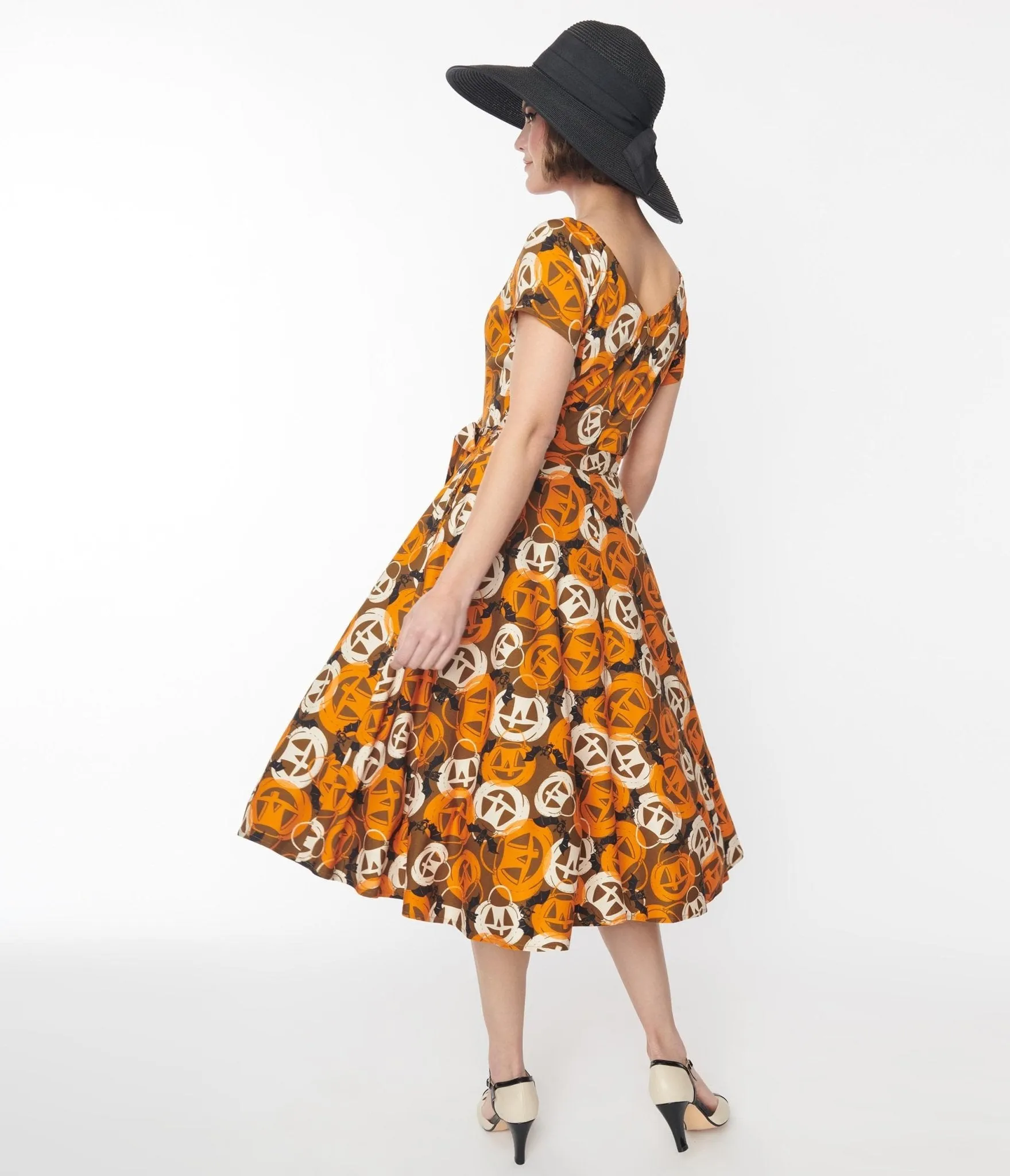 Brown & Orange Pumpkins Bella Swing Dress