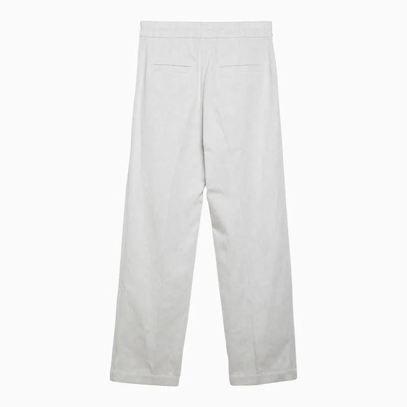 BRUNELLO CUCINELLI Chalk White Linen-Blend Trousers for Women - SS24 Collection