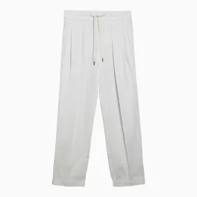 BRUNELLO CUCINELLI Chalk White Linen-Blend Trousers for Women - SS24 Collection