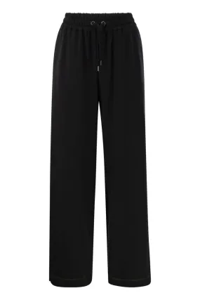 BRUNELLO CUCINELLI Women's Light Stretch Cotton Fleece Trousers with Shiny Tab