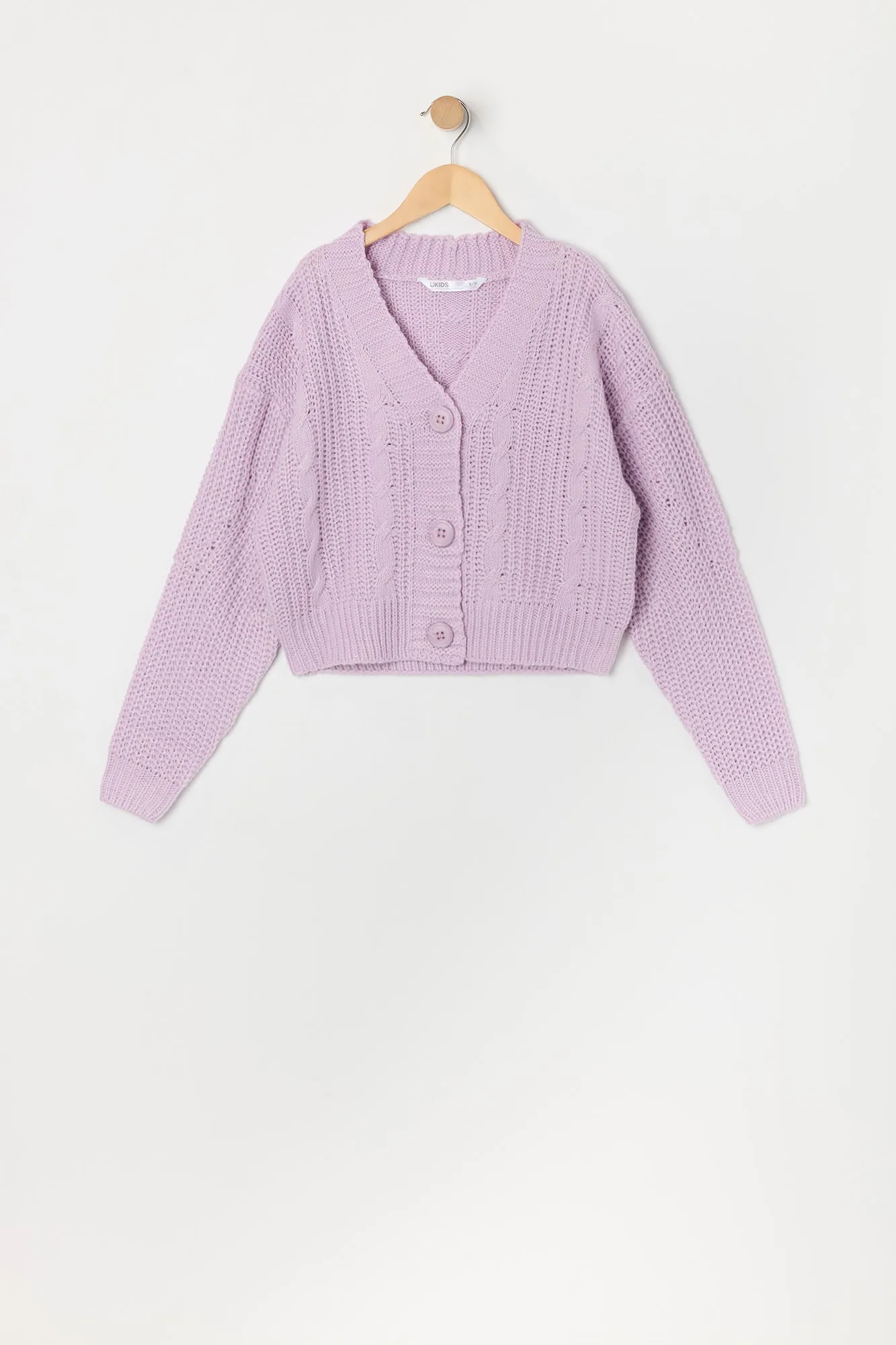 Cardigan boutonné en tricot torsadé pour fille