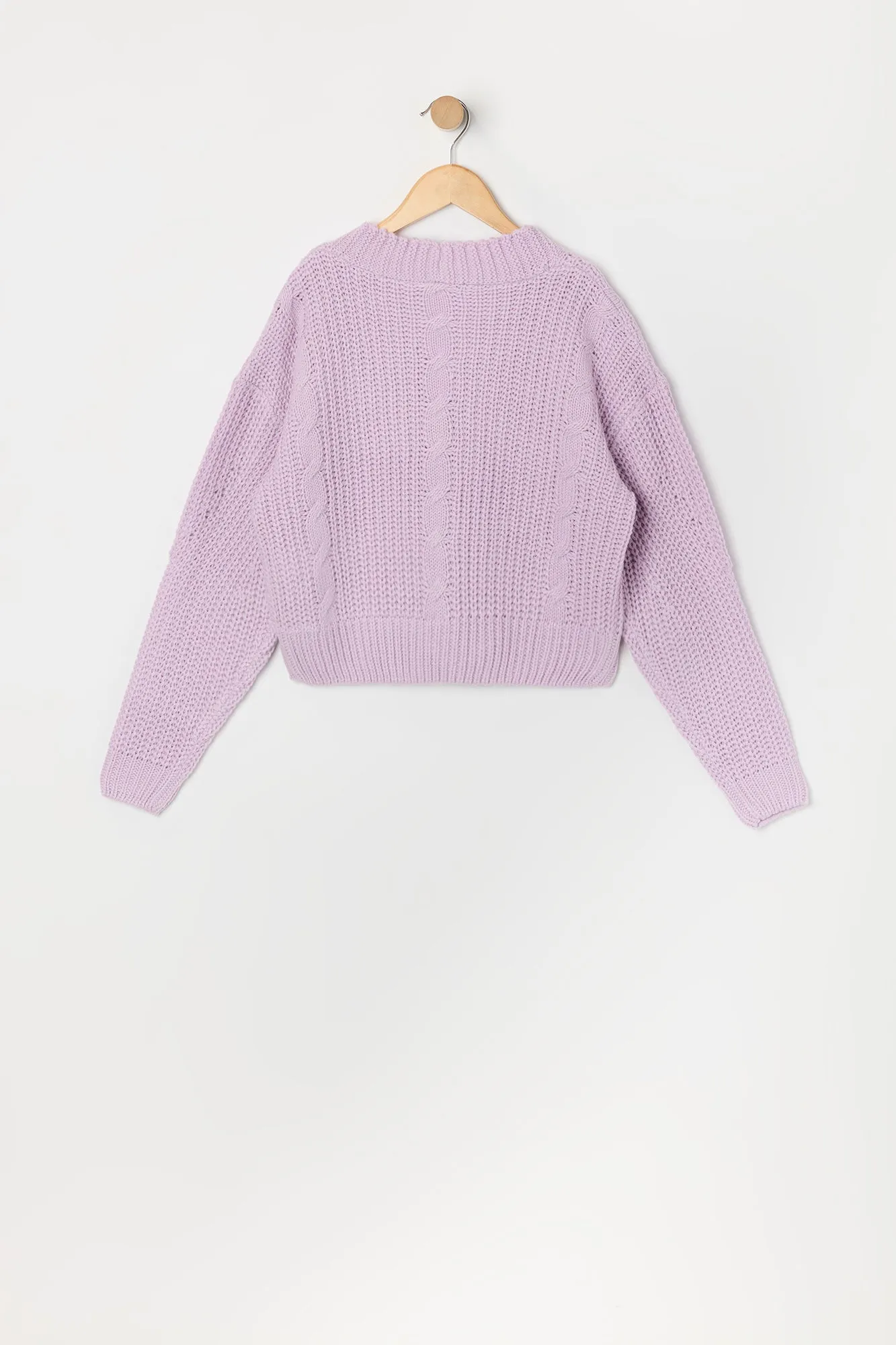 Cardigan boutonné en tricot torsadé pour fille