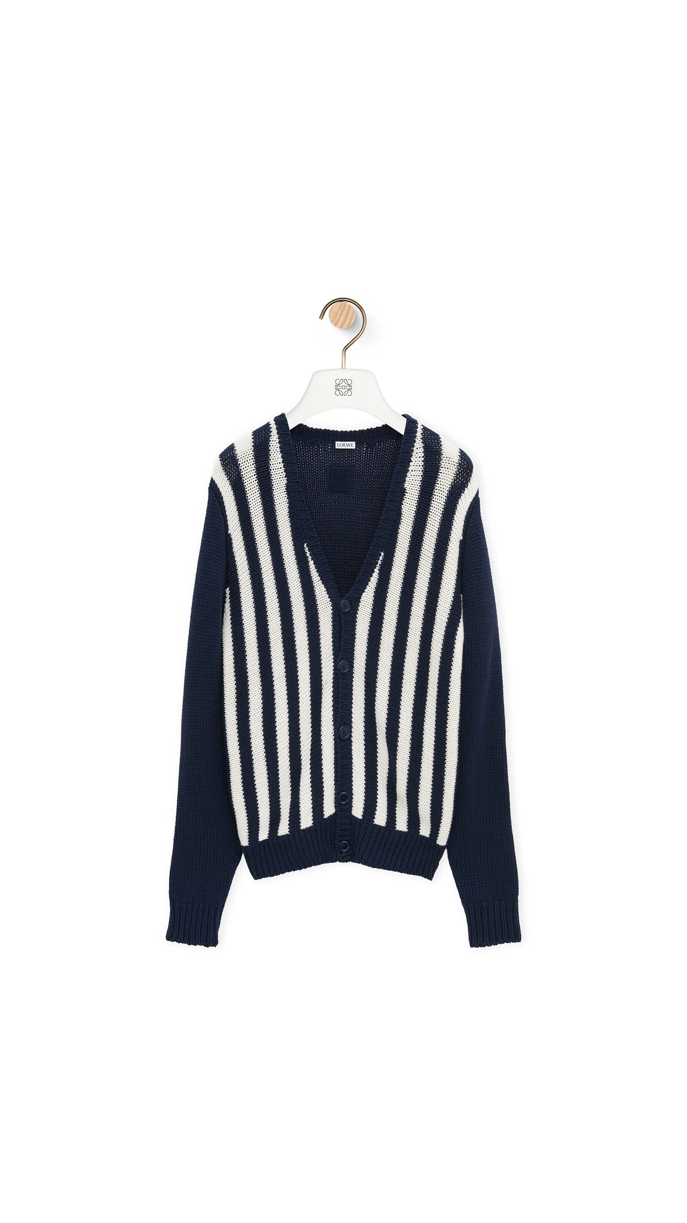 Cardigan In Cotton And Wool - Navy \ White