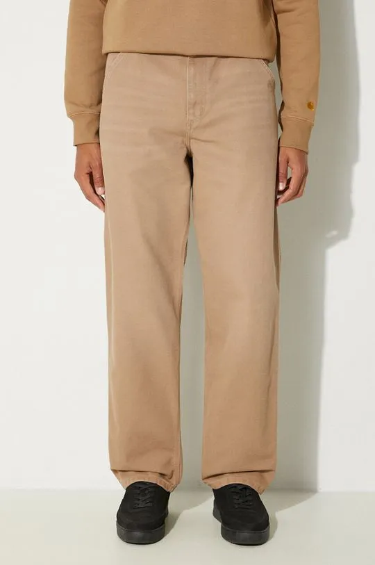 Carhartt WIP cotton trousers Single Knee Pant beige color I031497.2FS3K