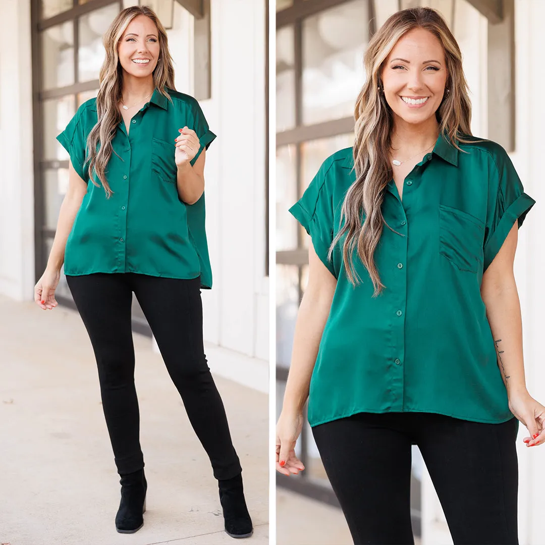 Carnation Kisses Top, Hunter Green