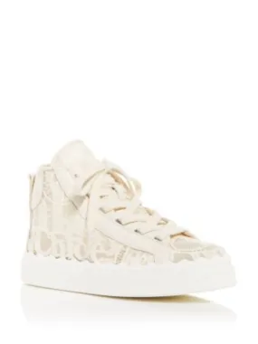 CHLOE Womens Ivory Logo Heel Pull-Tab Padded Lauren Round Toe Platform Lace-Up Sneakers Shoes