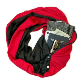 Convertible Infinity Scarf with Pocket | Ice Silk Red Twist