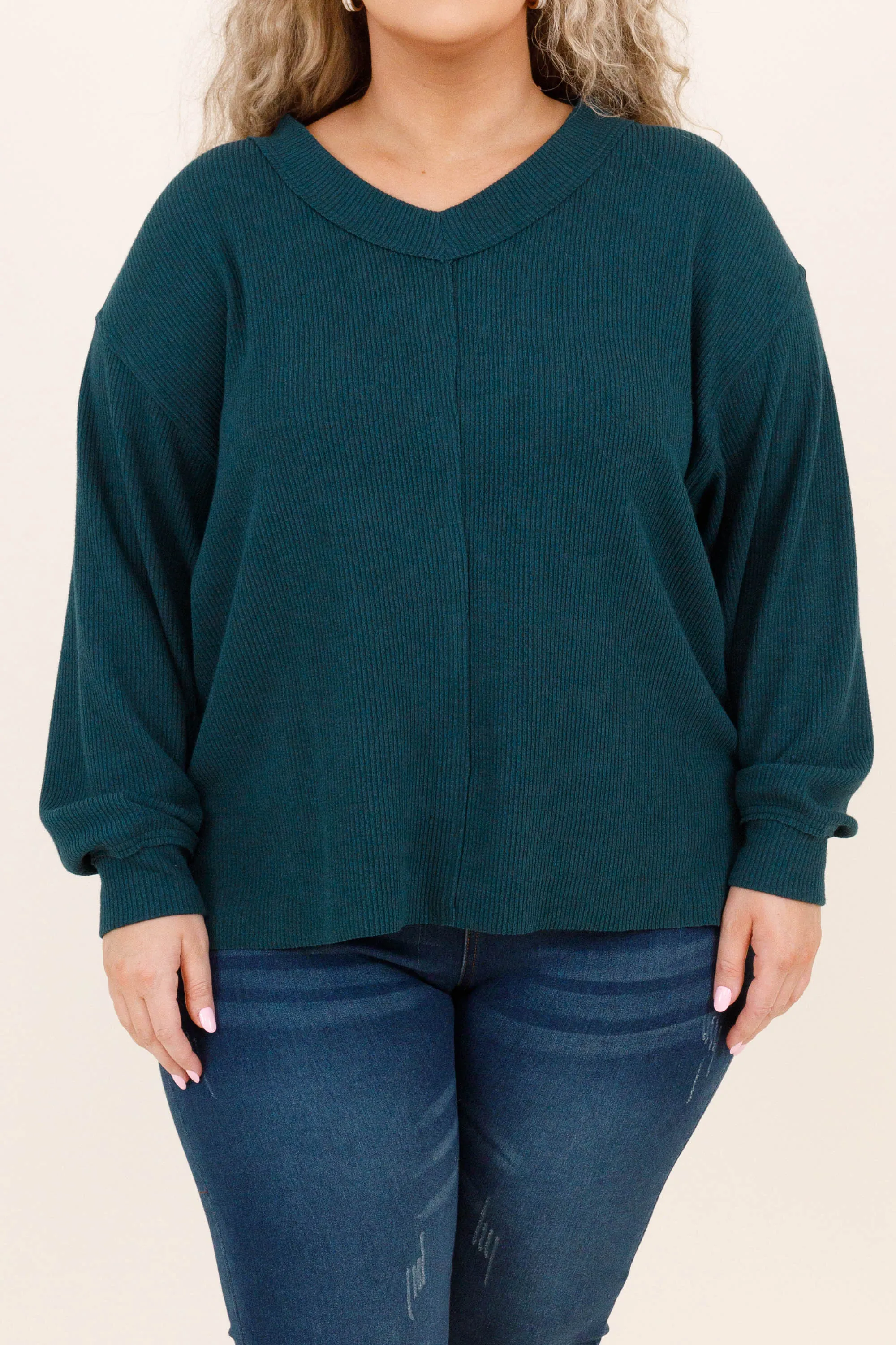 Cozy Textured Sweatshirt, Hunter Green