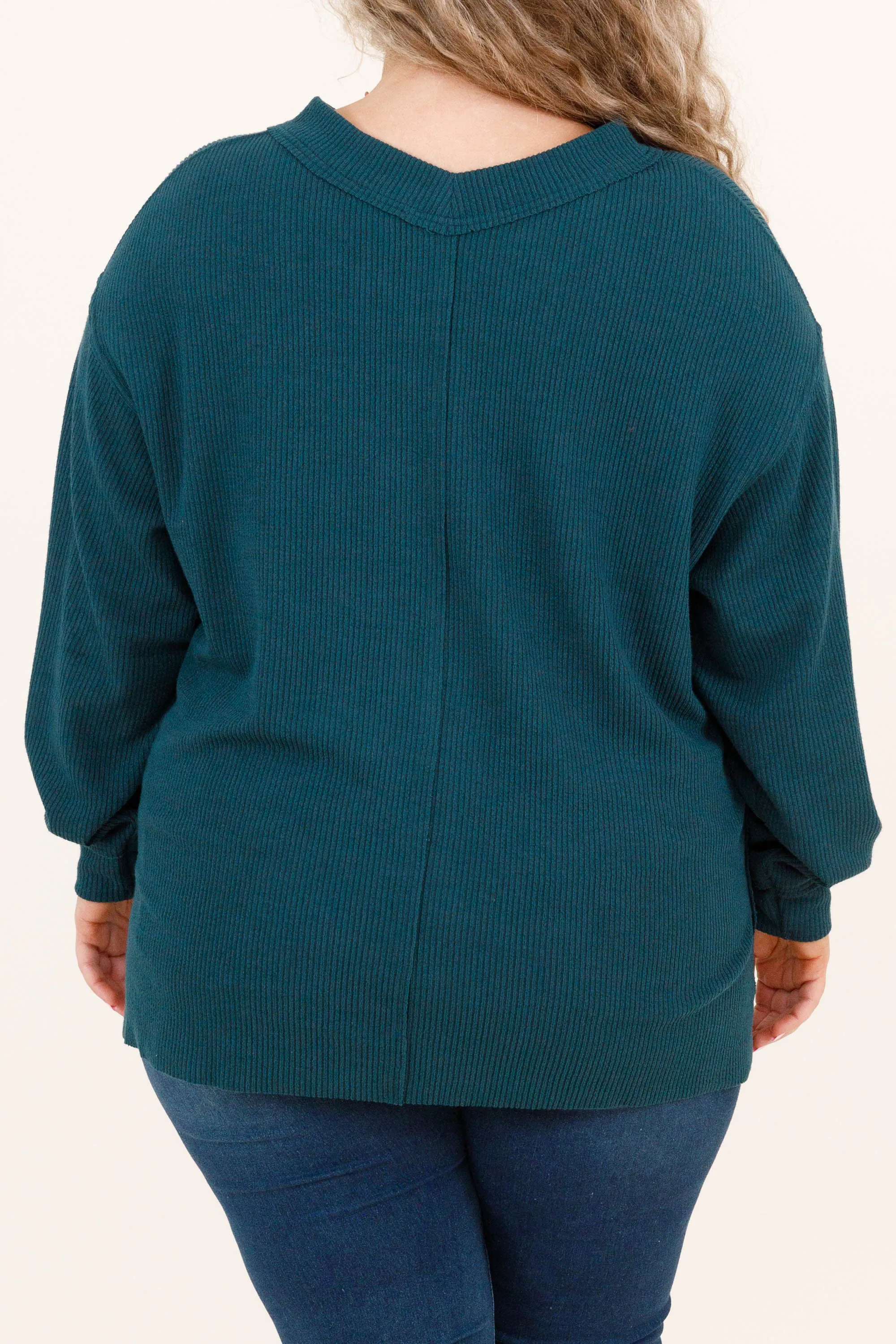 Cozy Textured Sweatshirt, Hunter Green