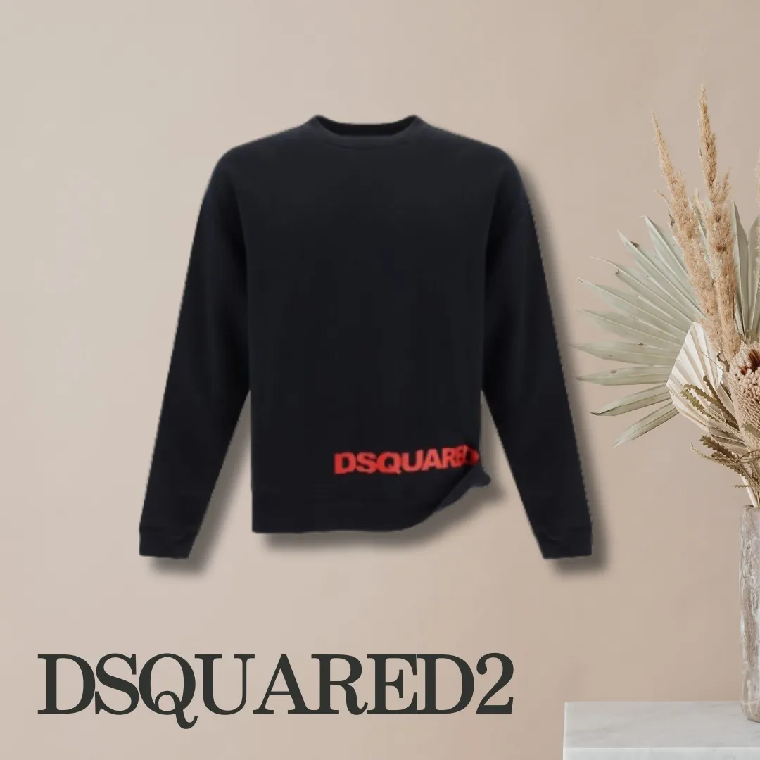 D SQUARED2  |Crew Neck Monogram Sweat Long Sleeves Cotton Luxury